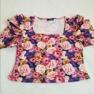 Shein Floral Puff Sleeve Top